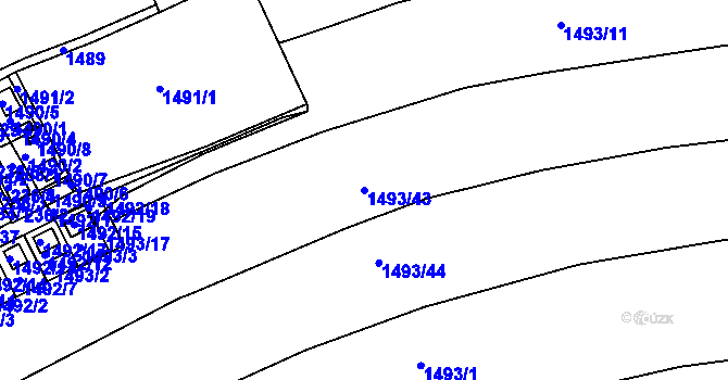 Parcela st. 1493/43 v KÚ Žilina u Nového Jičína, Katastrální mapa