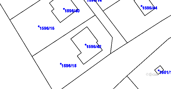 Parcela st. 1596/42 v KÚ Žilina u Nového Jičína, Katastrální mapa