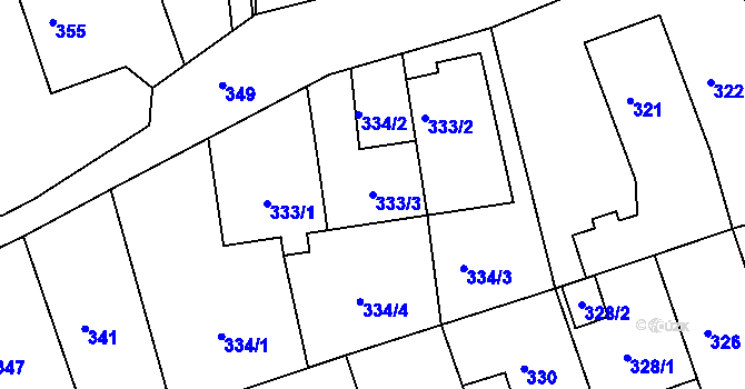 Parcela st. 333/3 v KÚ Žilina u Nového Jičína, Katastrální mapa