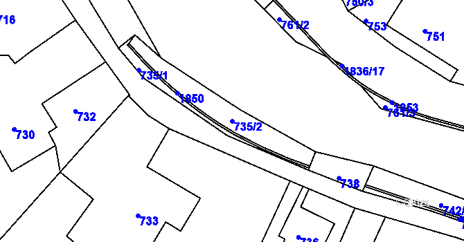 Parcela st. 735/2 v KÚ Žilina u Nového Jičína, Katastrální mapa