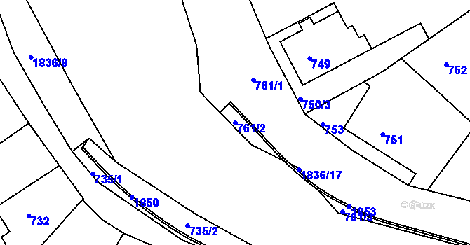 Parcela st. 761/2 v KÚ Žilina u Nového Jičína, Katastrální mapa