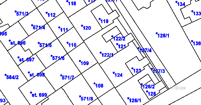 Parcela st. 122/1 v KÚ Žilina u Nového Jičína, Katastrální mapa