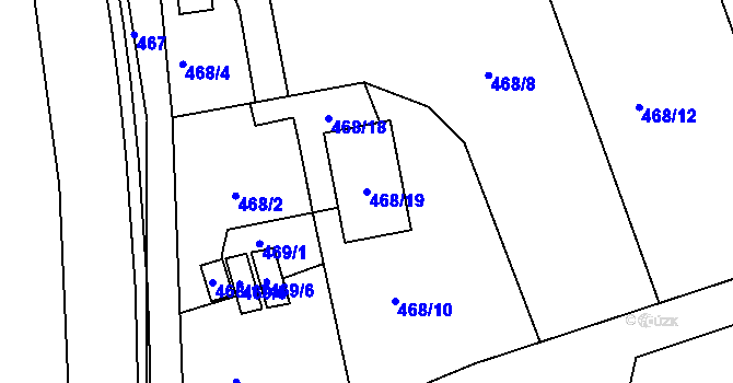 Parcela st. 468/19 v KÚ Žilina u Nového Jičína, Katastrální mapa