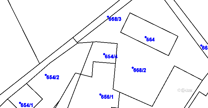 Parcela st. 654/4 v KÚ Žilina u Nového Jičína, Katastrální mapa