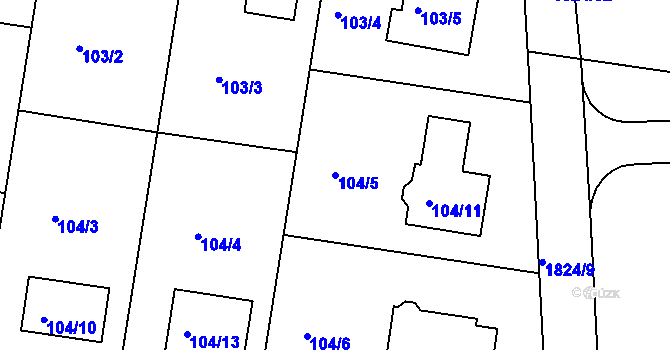 Parcela st. 104/5 v KÚ Šenov u Nového Jičína, Katastrální mapa