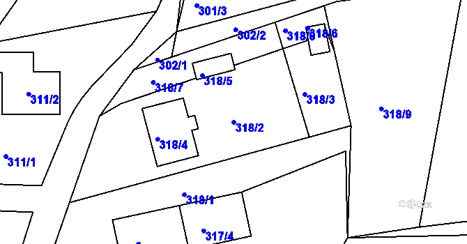 Parcela st. 318/2 v KÚ Šenov u Nového Jičína, Katastrální mapa