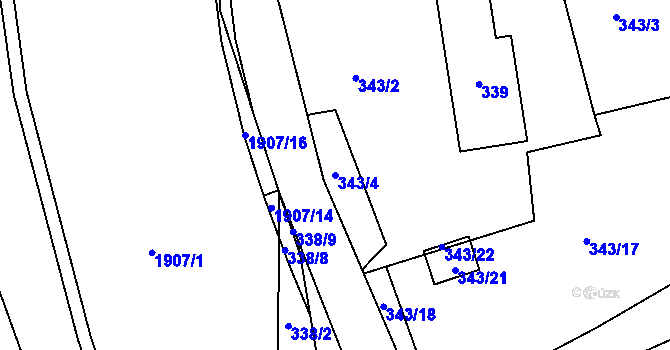 Parcela st. 343/4 v KÚ Šenov u Nového Jičína, Katastrální mapa