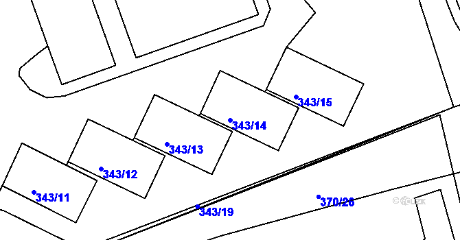 Parcela st. 343/14 v KÚ Šenov u Nového Jičína, Katastrální mapa