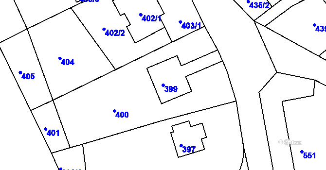 Parcela st. 399 v KÚ Šenov u Nového Jičína, Katastrální mapa