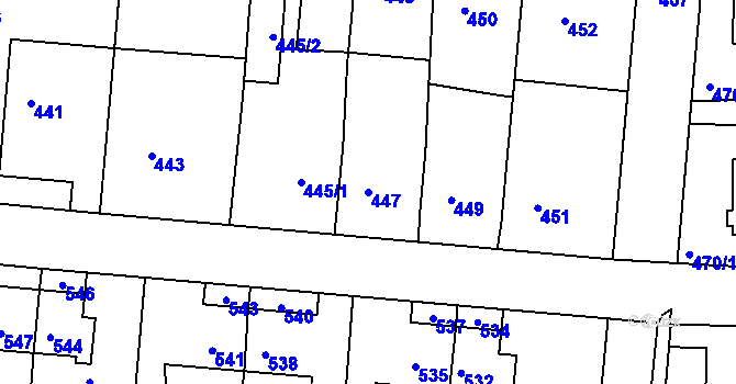 Parcela st. 447 v KÚ Šenov u Nového Jičína, Katastrální mapa