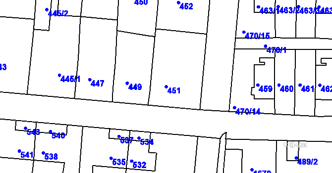 Parcela st. 451 v KÚ Šenov u Nového Jičína, Katastrální mapa