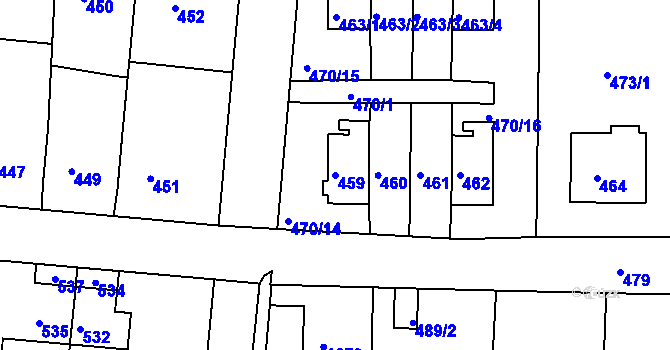 Parcela st. 459 v KÚ Šenov u Nového Jičína, Katastrální mapa