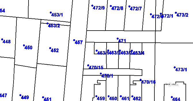 Parcela st. 463/1 v KÚ Šenov u Nového Jičína, Katastrální mapa