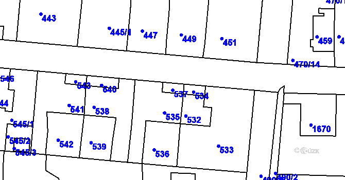 Parcela st. 537 v KÚ Šenov u Nového Jičína, Katastrální mapa