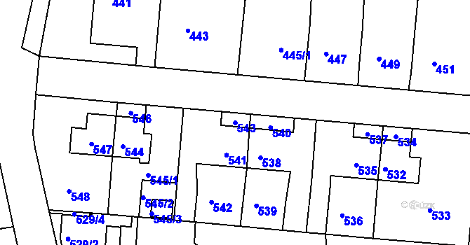 Parcela st. 543 v KÚ Šenov u Nového Jičína, Katastrální mapa