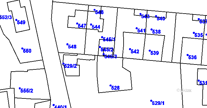 Parcela st. 545/3 v KÚ Šenov u Nového Jičína, Katastrální mapa