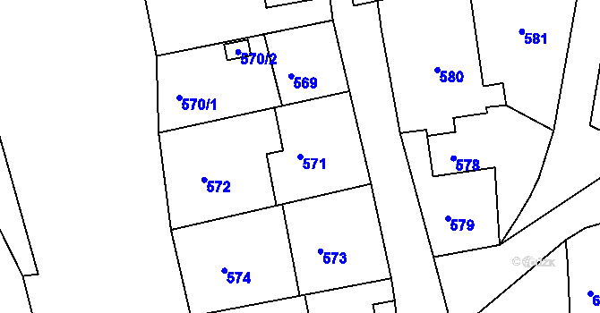 Parcela st. 571 v KÚ Šenov u Nového Jičína, Katastrální mapa
