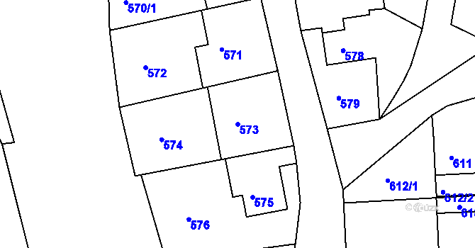 Parcela st. 573 v KÚ Šenov u Nového Jičína, Katastrální mapa