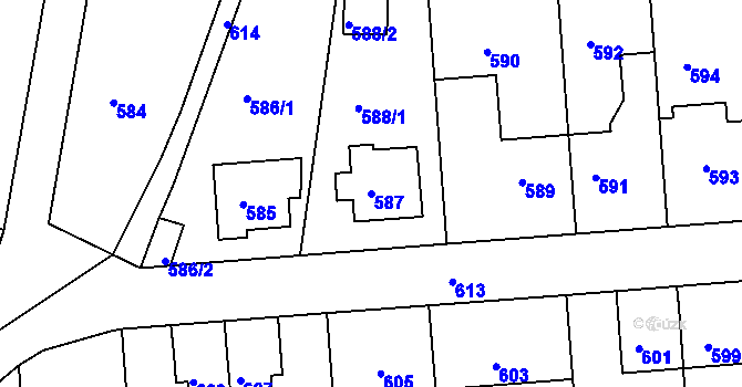 Parcela st. 587 v KÚ Šenov u Nového Jičína, Katastrální mapa