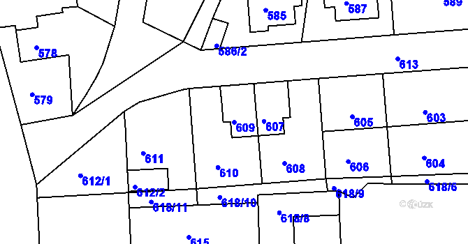 Parcela st. 609 v KÚ Šenov u Nového Jičína, Katastrální mapa