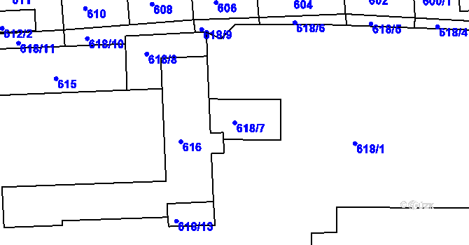Parcela st. 618/7 v KÚ Šenov u Nového Jičína, Katastrální mapa