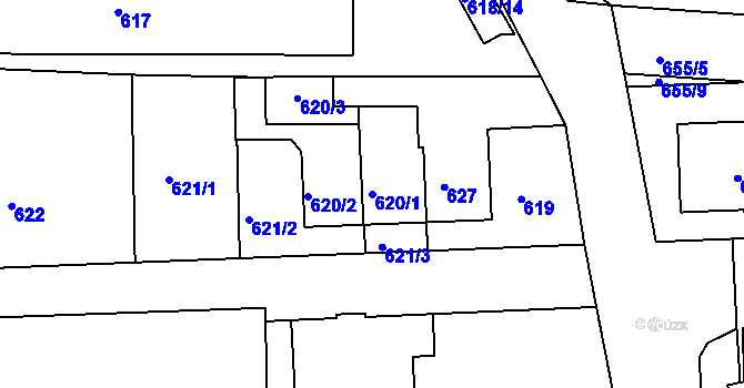 Parcela st. 620/1 v KÚ Šenov u Nového Jičína, Katastrální mapa