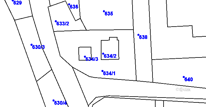 Parcela st. 634/2 v KÚ Šenov u Nového Jičína, Katastrální mapa