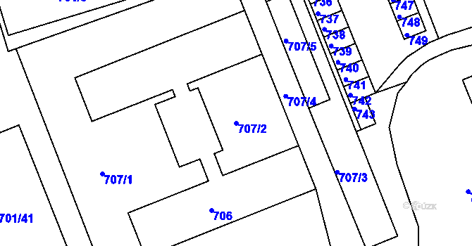 Parcela st. 707/2 v KÚ Šenov u Nového Jičína, Katastrální mapa
