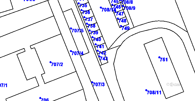 Parcela st. 742 v KÚ Šenov u Nového Jičína, Katastrální mapa