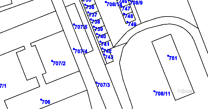 Parcela st. 743 v KÚ Šenov u Nového Jičína, Katastrální mapa