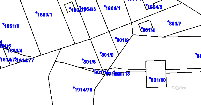 Parcela st. 801/8 v KÚ Šenov u Nového Jičína, Katastrální mapa