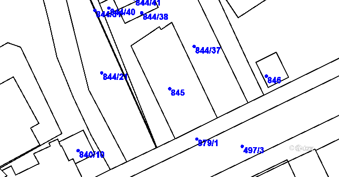 Parcela st. 845 v KÚ Šenov u Nového Jičína, Katastrální mapa
