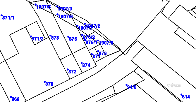 Parcela st. 878 v KÚ Šenov u Nového Jičína, Katastrální mapa