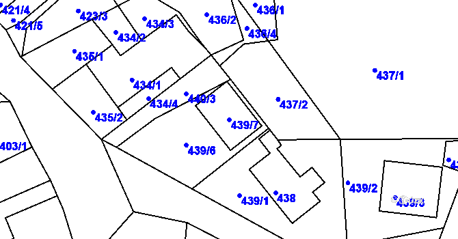 Parcela st. 439/7 v KÚ Šenov u Nového Jičína, Katastrální mapa
