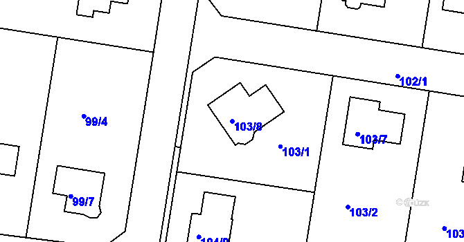 Parcela st. 103/8 v KÚ Šenov u Nového Jičína, Katastrální mapa