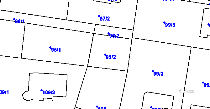 Parcela st. 95/2 v KÚ Šenov u Nového Jičína, Katastrální mapa