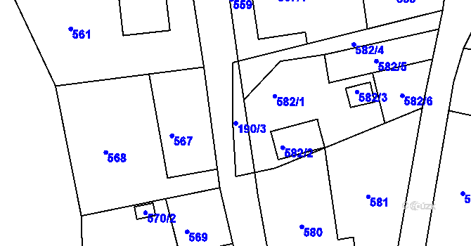 Parcela st. 190/3 v KÚ Šenov u Nového Jičína, Katastrální mapa