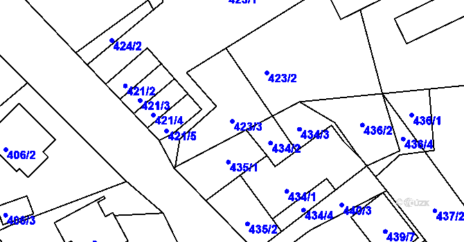 Parcela st. 423/3 v KÚ Šenov u Nového Jičína, Katastrální mapa
