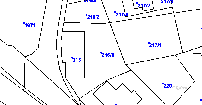 Parcela st. 216/1 v KÚ Šenov u Nového Jičína, Katastrální mapa