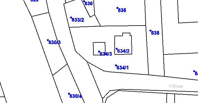 Parcela st. 634/3 v KÚ Šenov u Nového Jičína, Katastrální mapa