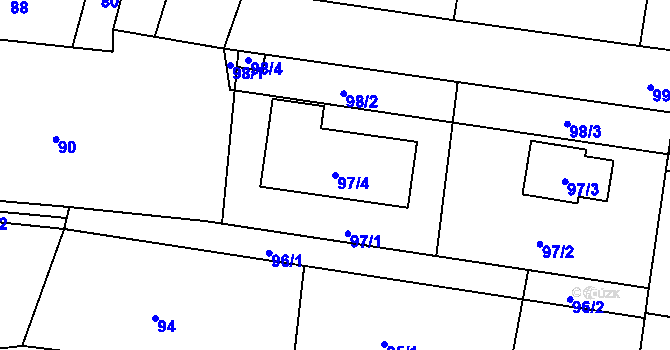 Parcela st. 97/4 v KÚ Šenov u Nového Jičína, Katastrální mapa