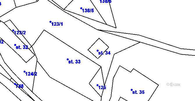 Parcela st. 34 v KÚ Nový Jimramov, Katastrální mapa