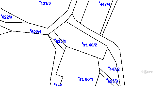 Parcela st. 60/2 v KÚ Nový Jimramov, Katastrální mapa