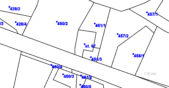 Parcela st. 67 v KÚ Nový Jimramov, Katastrální mapa