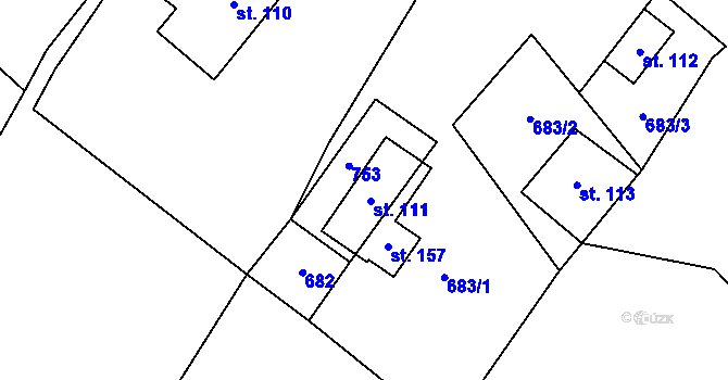 Parcela st. 111 v KÚ Nový Jimramov, Katastrální mapa