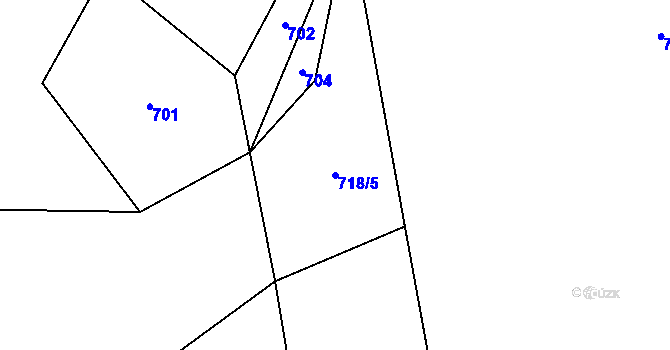 Parcela st. 718/5 v KÚ Nový Jimramov, Katastrální mapa