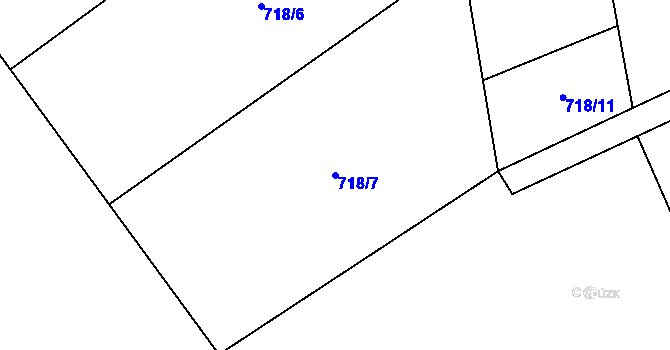 Parcela st. 718/7 v KÚ Nový Jimramov, Katastrální mapa