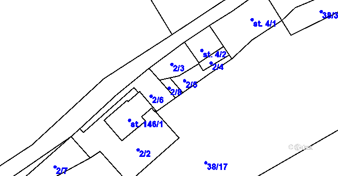 Parcela st. 2/8 v KÚ Nový Jimramov, Katastrální mapa