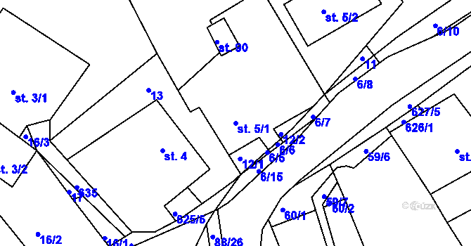 Parcela st. 5/1 v KÚ Svatý Jiří, Katastrální mapa