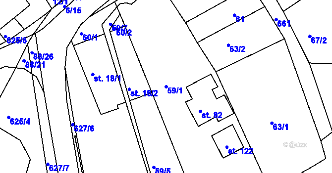 Parcela st. 59/1 v KÚ Svatý Jiří, Katastrální mapa